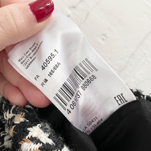 Marc Cain Mini Skirt Academia Wool blend Plaid Houndstooth Neutral Tan Cream 8 - Picture 9 of 13